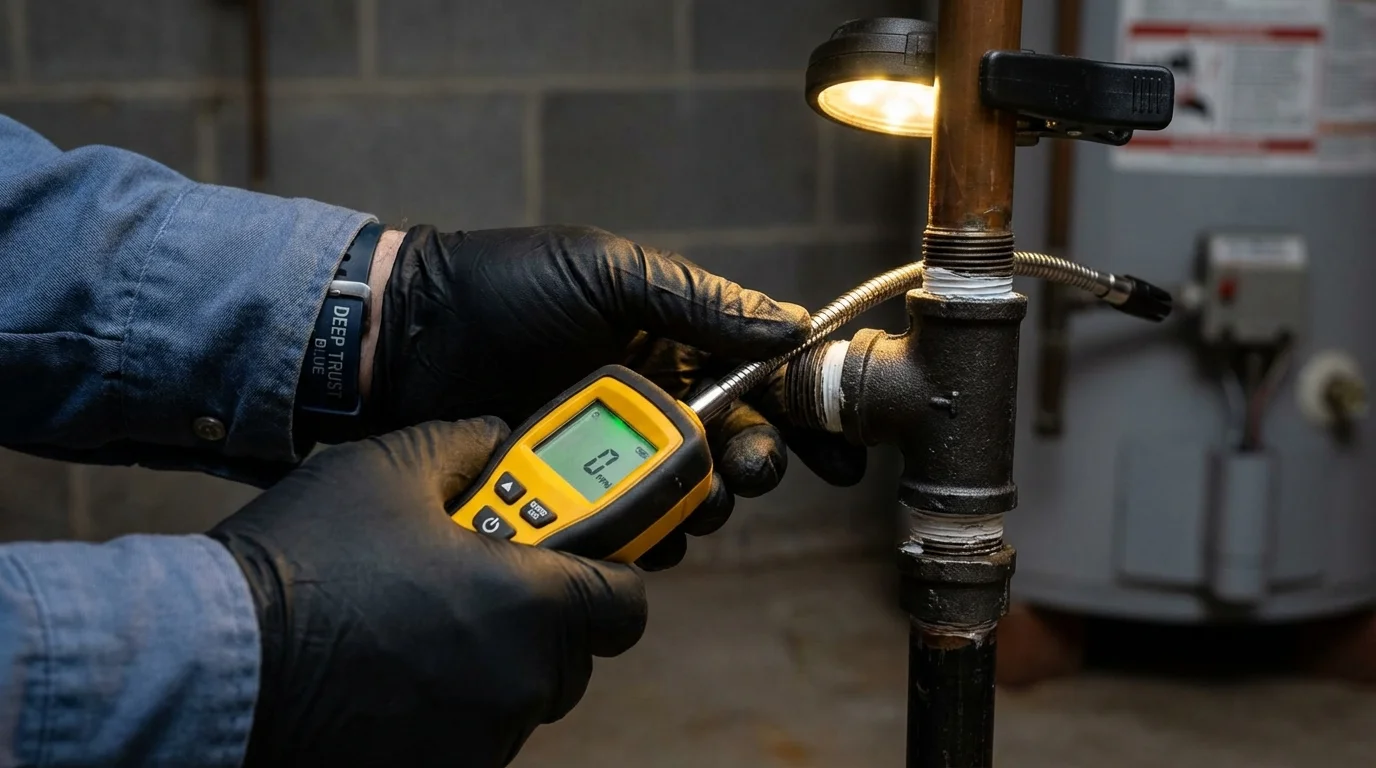 Gas leak detection with electronic sniffer by Johns Plumbing LLC in Claymont